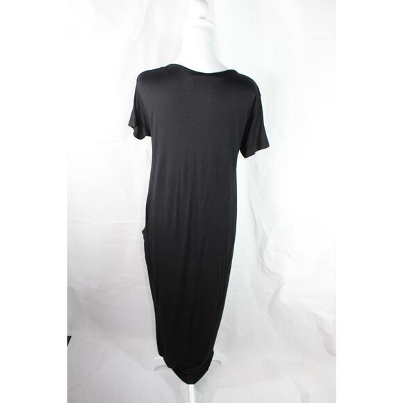 MariaCher. lagenlook maxi dress pockets black rough hem high end designer - Picture 4 of 7